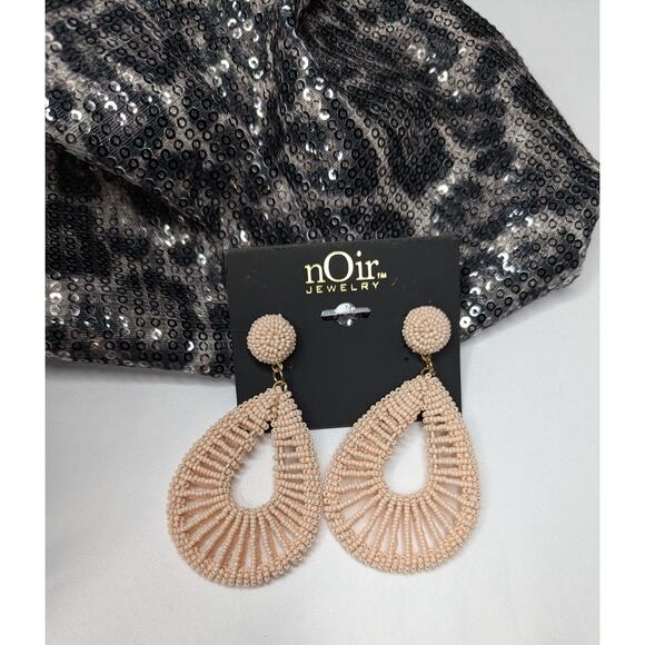 nOir Pink Beaded Teardrop Hoop Earrings - Picture 2 of 7